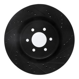 Dodge Viper Brake Rotor (1) - Front Right - R1 Concepts - Drilled & Slotted - Black - `03-`17